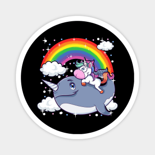 Adorable Unicorn Riding Narwhal Unicorn Of The Sea Magnet